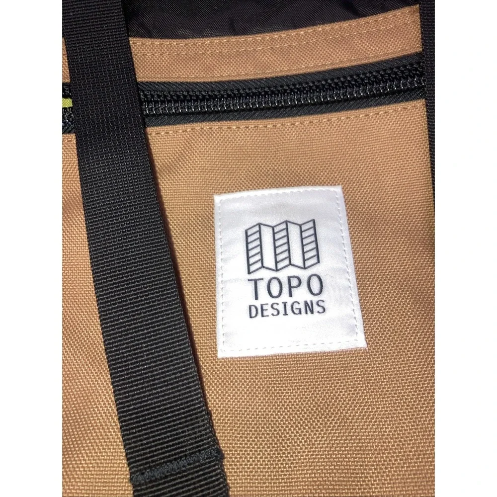 Topo Designs‎ Hiking Backpack Black Brown Canvas Padded Straps External Pockets